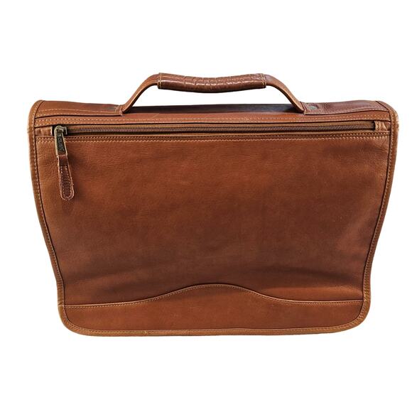 Clava American Leather Gusset Laptop Messenger Style Bag Case Brown 13x10x5 Vtg - Picture 2 of 13